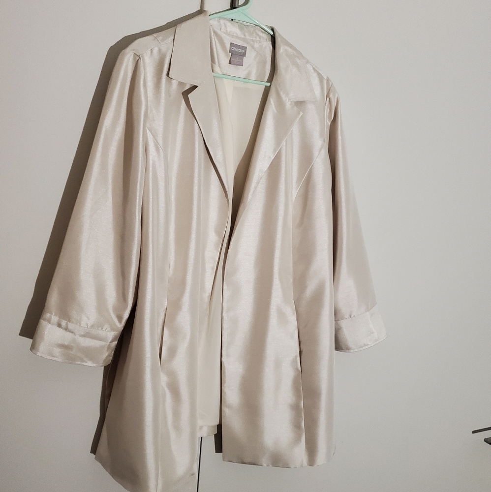NWOT Chicos Shimmer Duster Jacket w/ Pockets